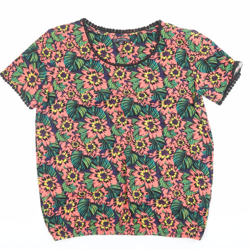 Intuition Womens Multicoloured Floral T-Shirt Size 8 Cotton Blend