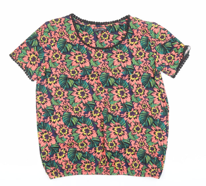 Intuition Womens Multicoloured Floral T-Shirt Size 8 Cotton Blend