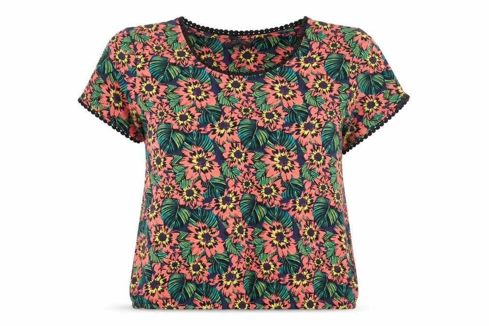 Intuition Womens Multicoloured Floral T-Shirt Size 8 Cotton Blend