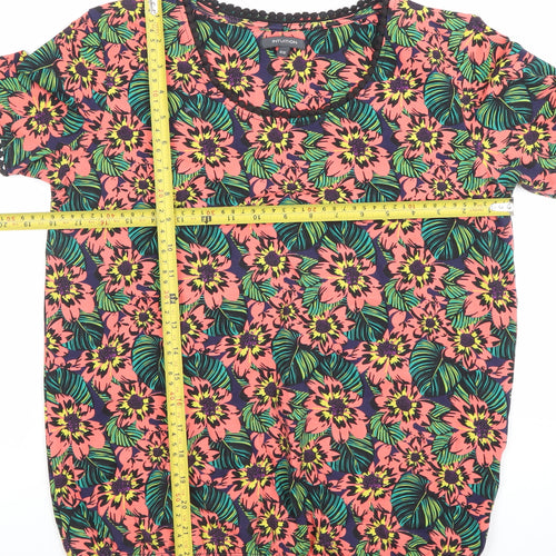 Intuition Womens Multicoloured Floral T-Shirt Size 8 Cotton Blend