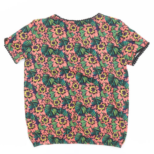 Intuition Womens Multicoloured Floral T-Shirt Size 8 Cotton Blend