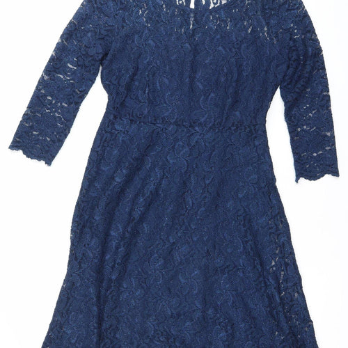 Marks and Spencer Women’s Blue Lace Knee Length Dress Size 10