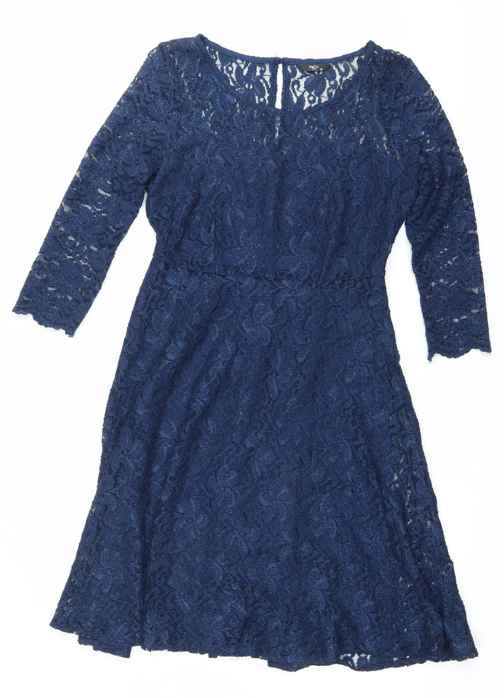 Marks and Spencer Women’s Blue Lace Knee Length Dress Size 10