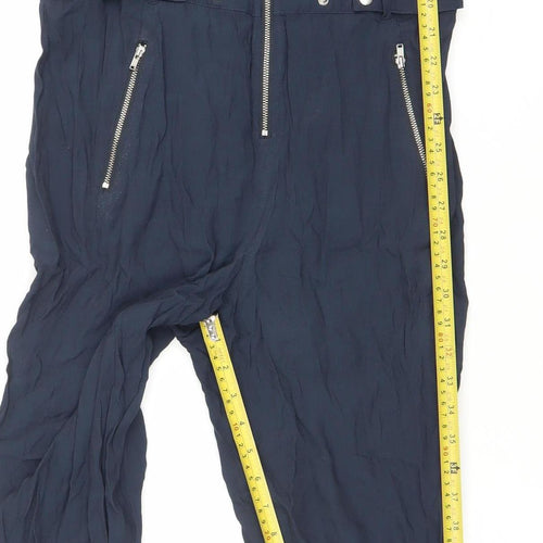 Samsøe & Samsøe Womens Blue XS Jumpsuit Long Sleeve Zip Belted Woven