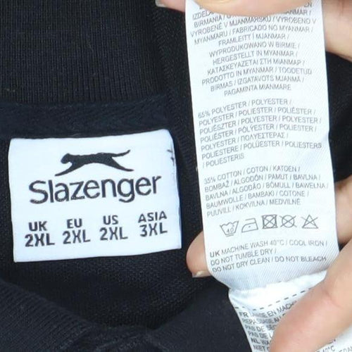 Slazenger Men’s Black 2XL Polo Shirt Regular Fit Short Sleeve