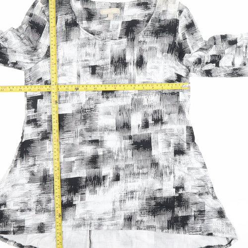 Anthology Women’s Grey Geometric A-Line Dress Size 12 3/4 Sleeve Scoop Neck