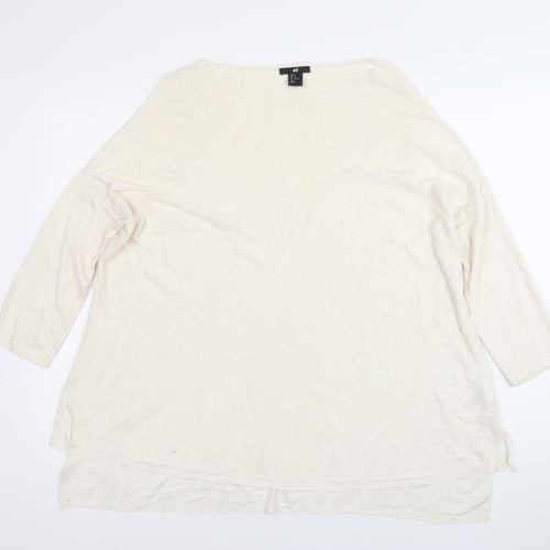 H&M Women’s Ivory Tunic Blouse Size 12 Boat Neck 3/4 Sleeve