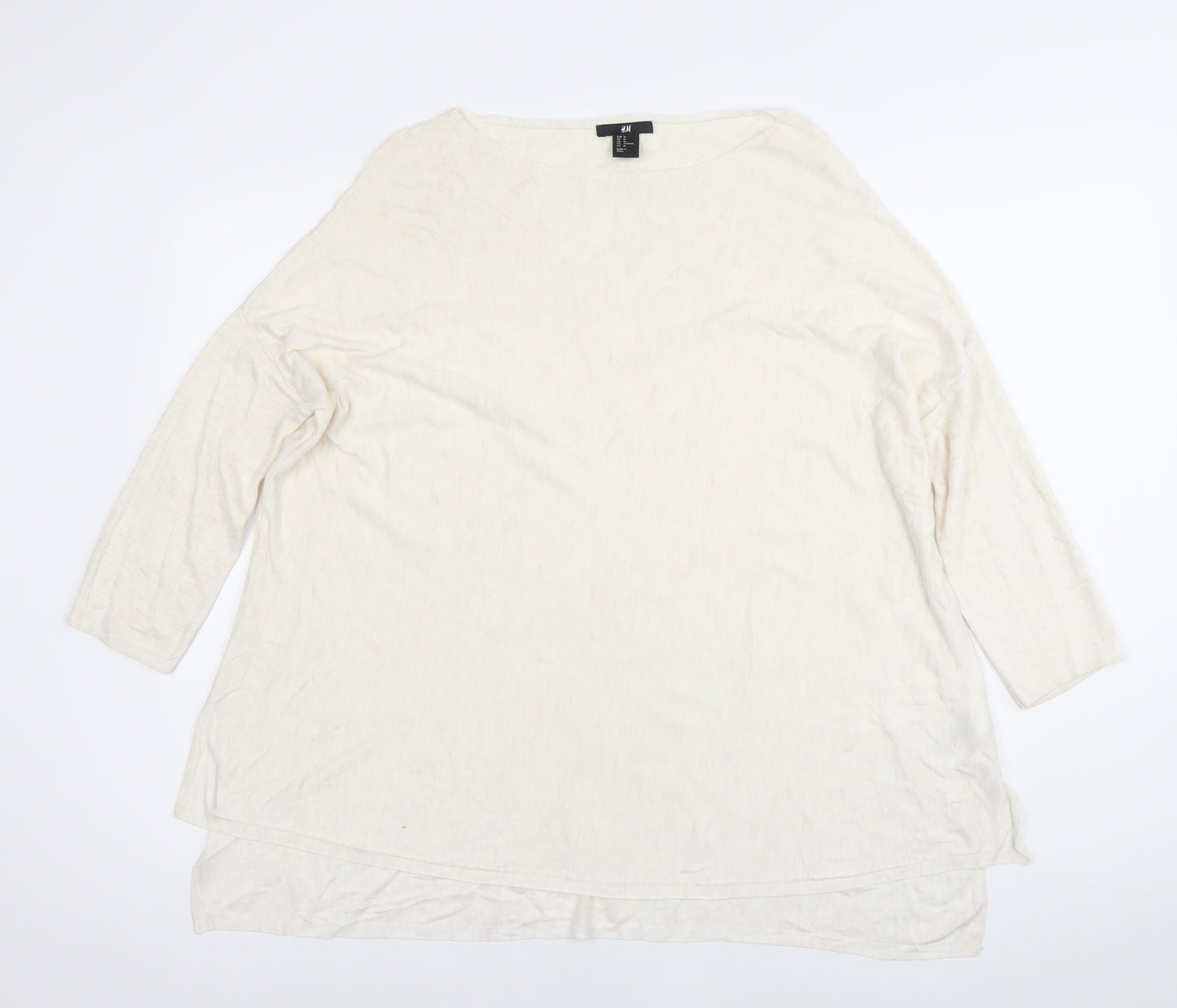H&M Women’s Ivory Tunic Blouse Size 12 Boat Neck 3/4 Sleeve