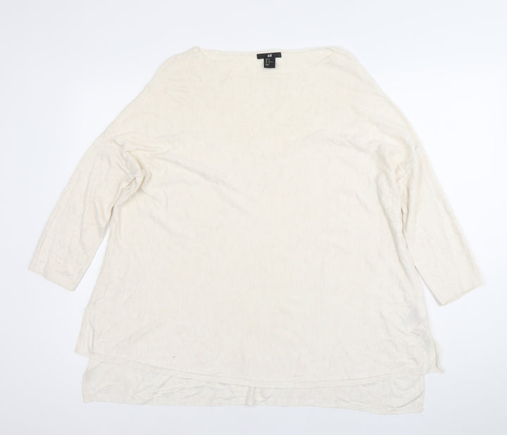 H&M Women’s Ivory Tunic Blouse Size 12 Boat Neck 3/4 Sleeve