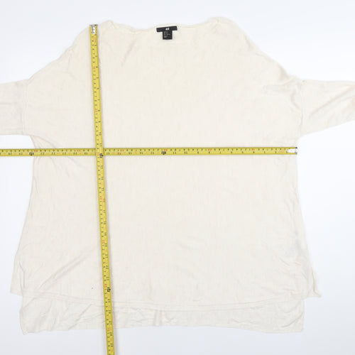 H&M Women’s Ivory Tunic Blouse Size 12 Boat Neck 3/4 Sleeve