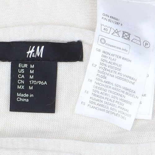 H&M Women’s Ivory Tunic Blouse Size 12 Boat Neck 3/4 Sleeve