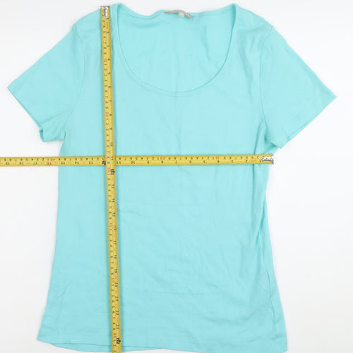 Pebble Bay Womens Blue Size 12 Short Sleeve Scoop Neck Cotton T-Shirt