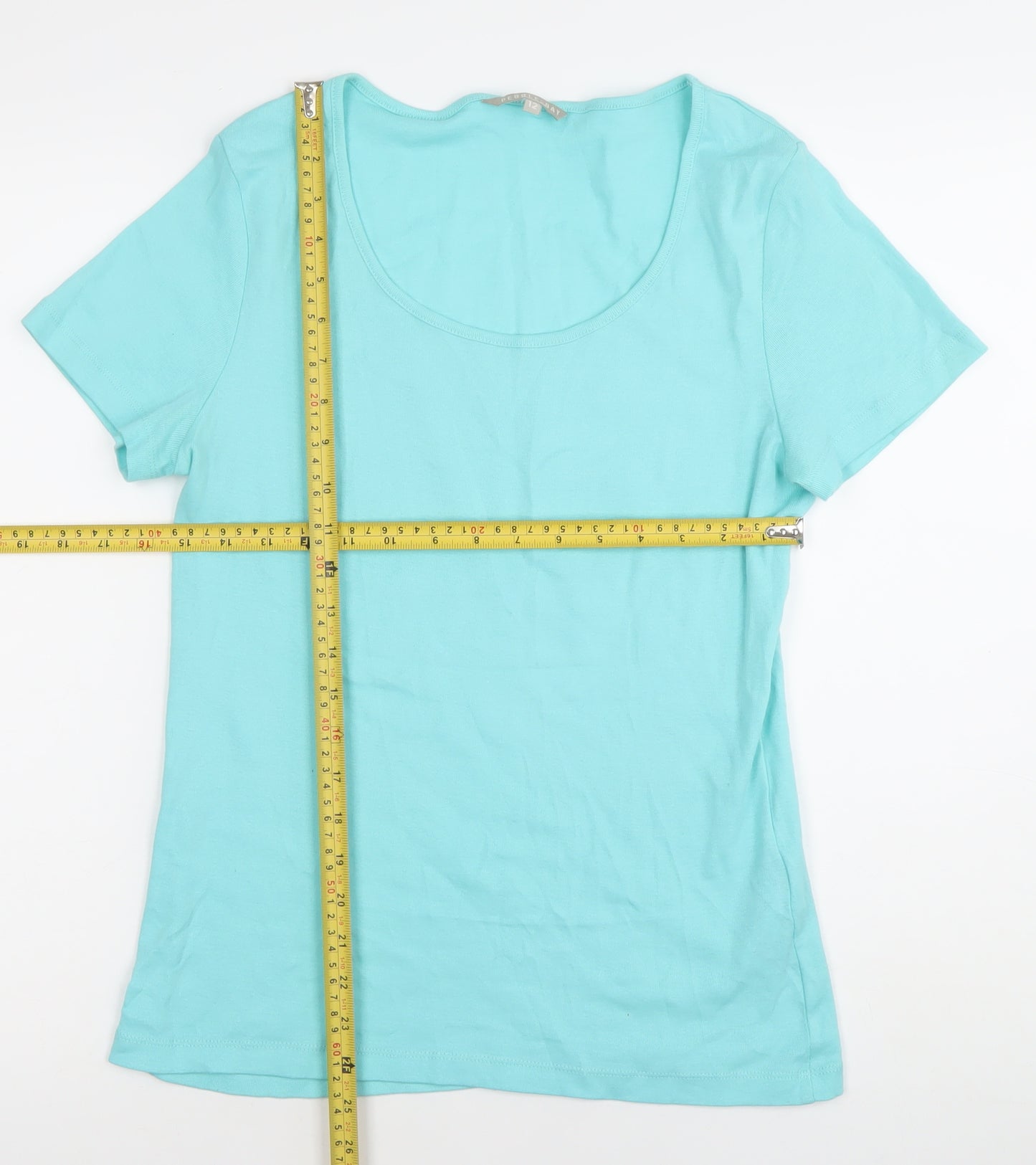 Pebble Bay Womens Blue Size 12 Short Sleeve Scoop Neck Cotton T-Shirt