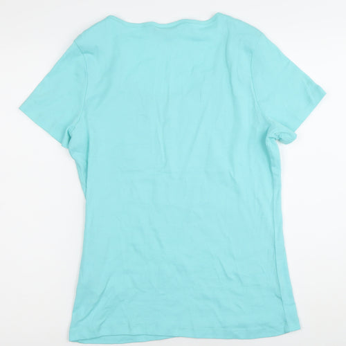 Pebble Bay Womens Blue Size 12 Short Sleeve Scoop Neck Cotton T-Shirt