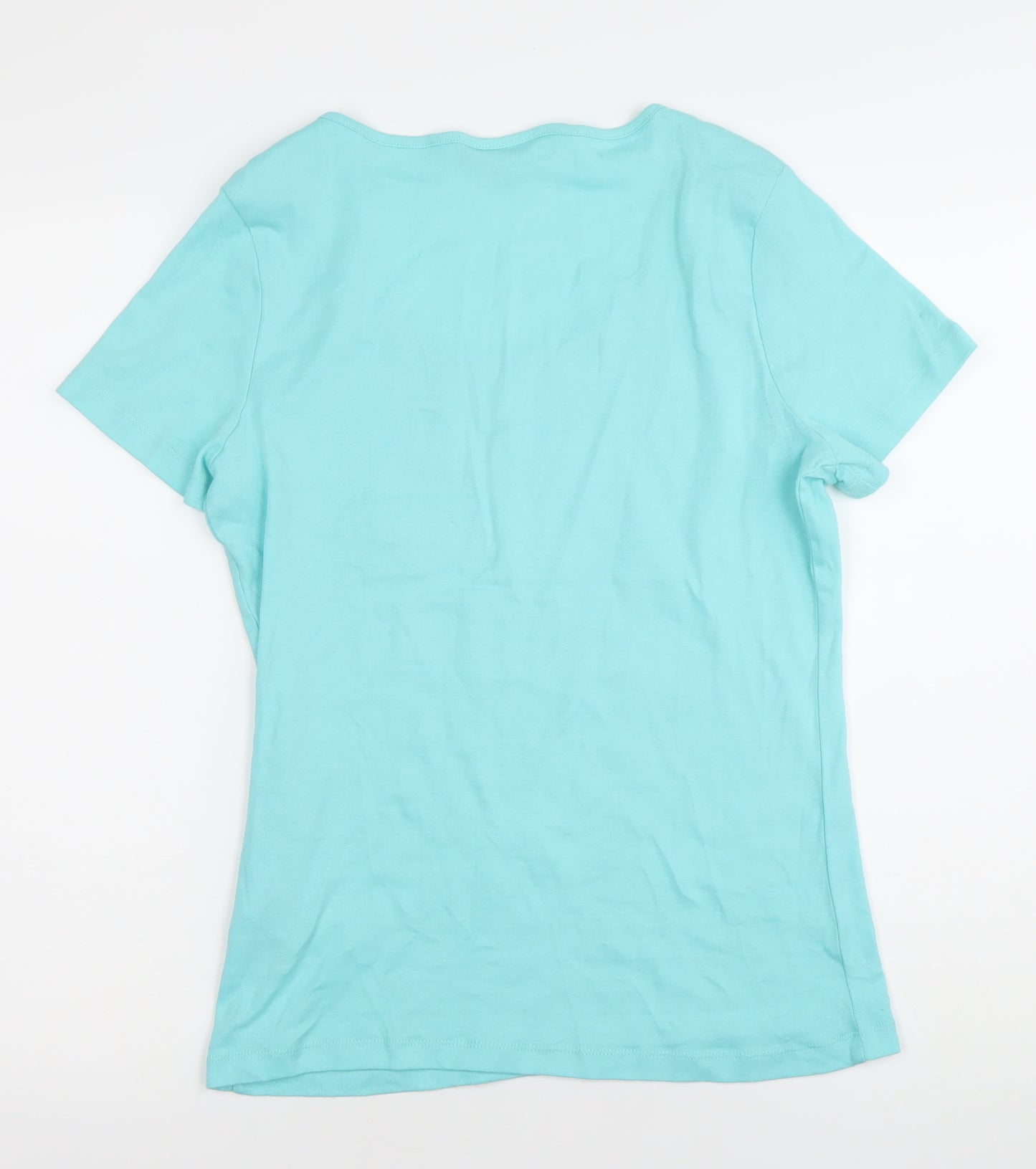 Pebble Bay Womens Blue Size 12 Short Sleeve Scoop Neck Cotton T-Shirt