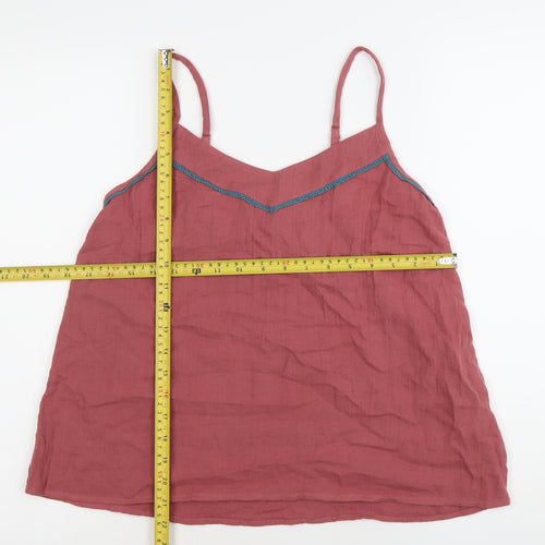 FatFace Women’s Pink Cotton Camisole Tank Top Size 8 V-Neck