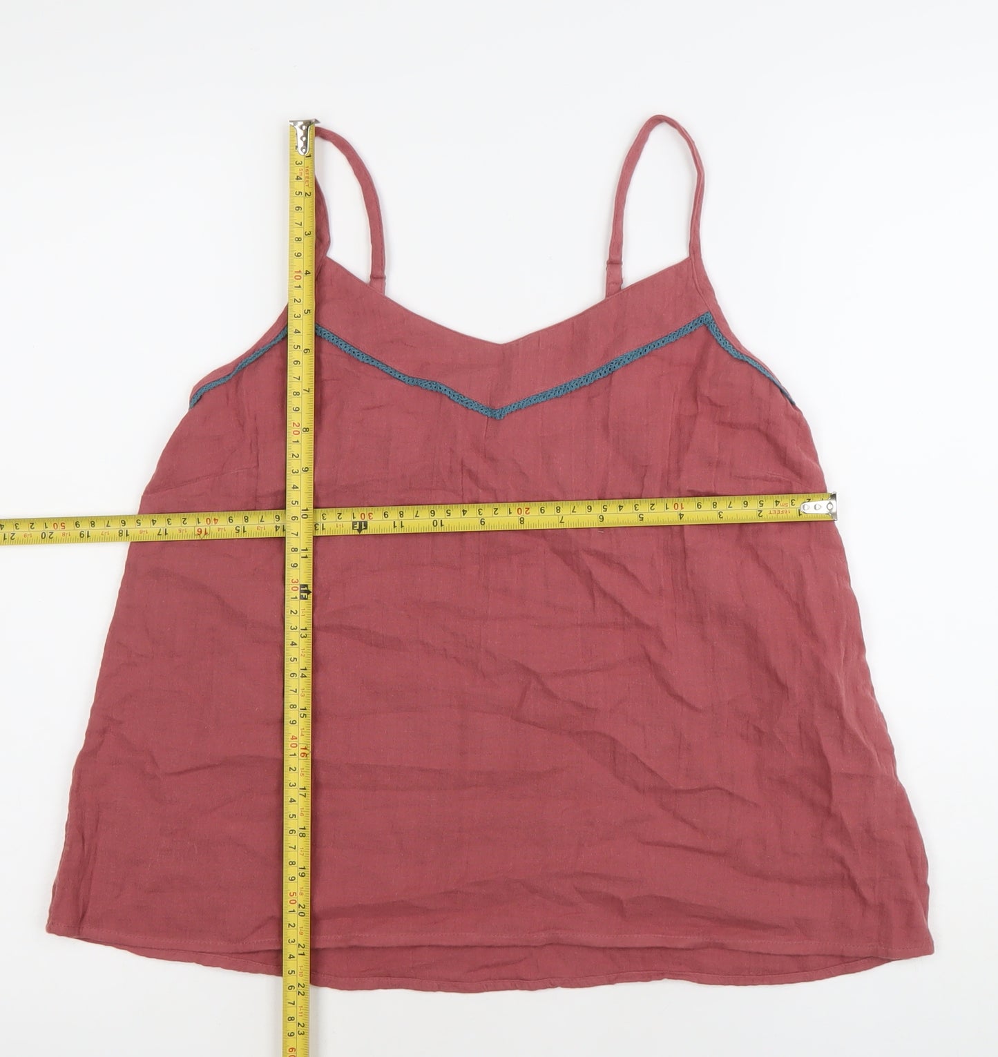 FatFace Women’s Pink Cotton Camisole Tank Top Size 8 V-Neck