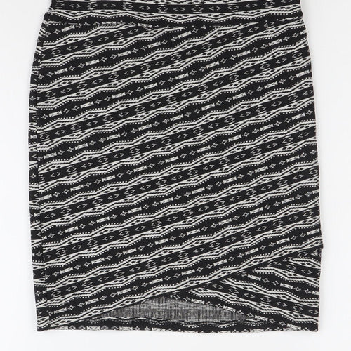 Stradivarius Women’s Black Aztec Print Stretch Pencil Skirt S