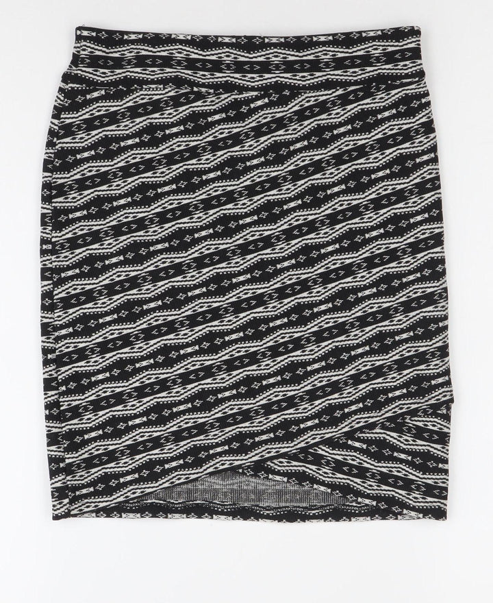 Stradivarius Women’s Black Aztec Print Stretch Pencil Skirt S