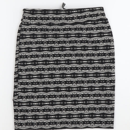 Stradivarius Women’s Black Aztec Print Stretch Pencil Skirt S
