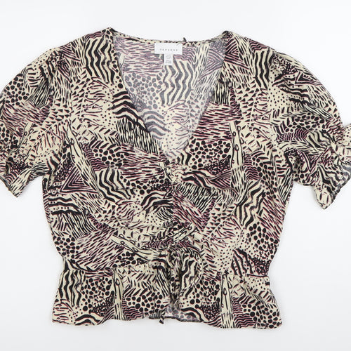 Topshop Women’s Multicoloured Animal Print Wrap Blouse Size 12