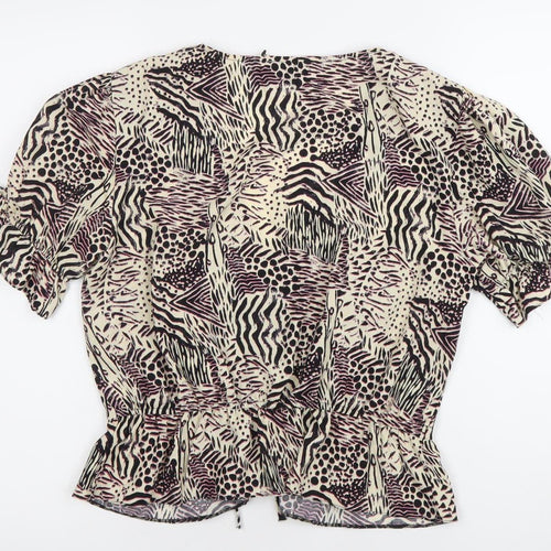 Topshop Women’s Multicoloured Animal Print Wrap Blouse Size 12