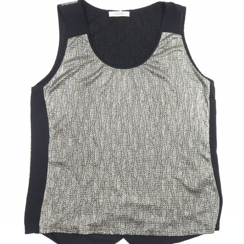 Oasis Womens Silver Black Tank Top Size L Scoop Neck Sleeveless