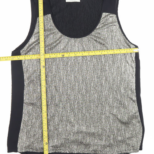 Oasis Womens Silver Black Tank Top Size L Scoop Neck Sleeveless