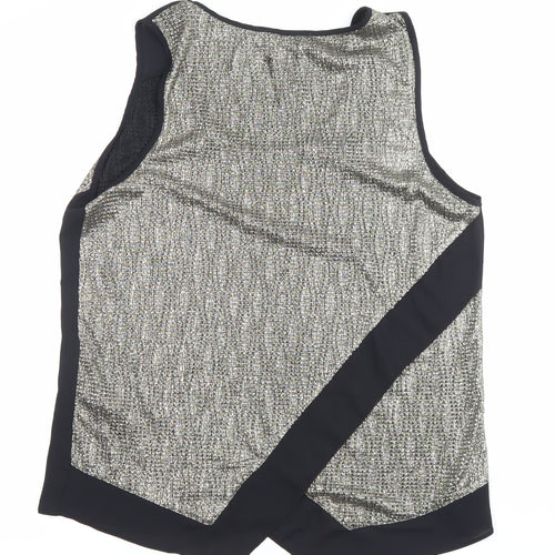 Oasis Womens Silver Black Tank Top Size L Scoop Neck Sleeveless