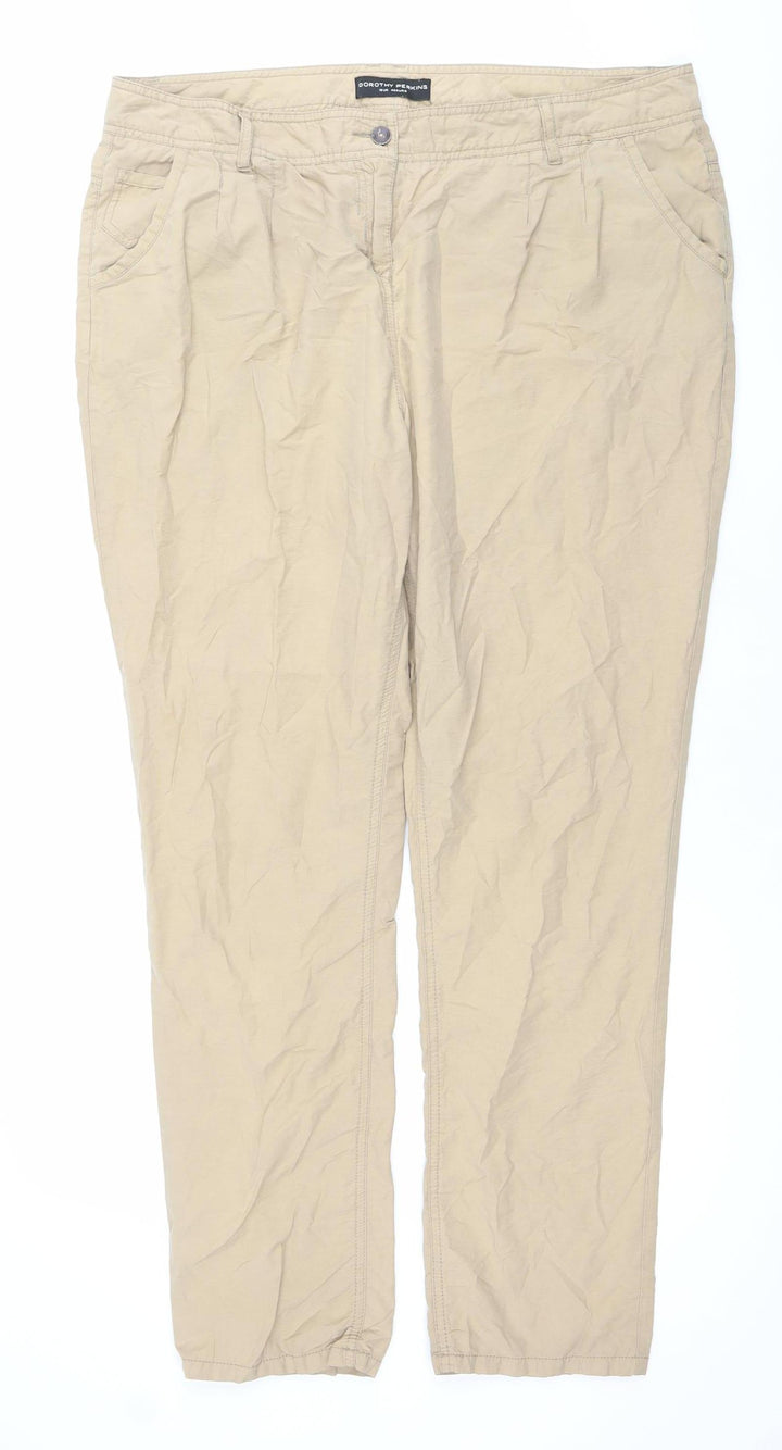 Dorothy Perkins Womens Beige Size 18 Chino Straight Trousers