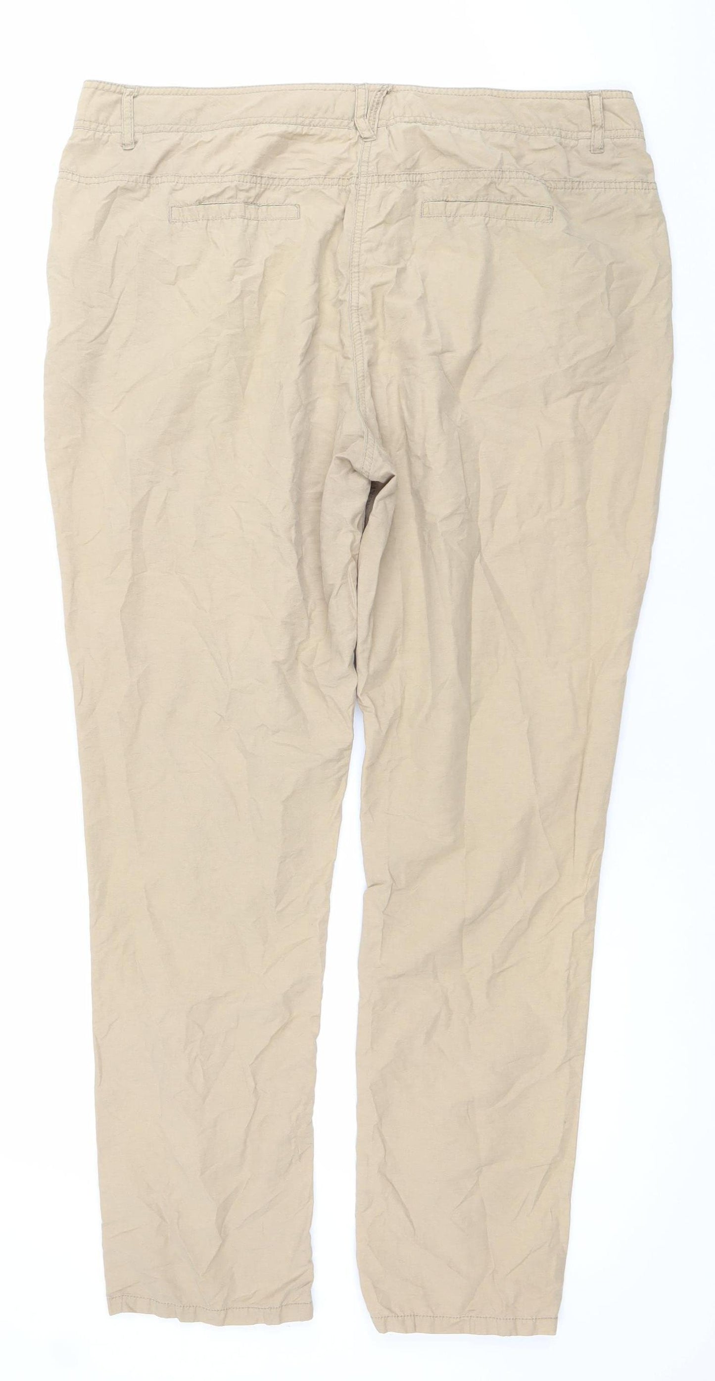 Dorothy Perkins Womens Beige Size 18 Chino Straight Trousers