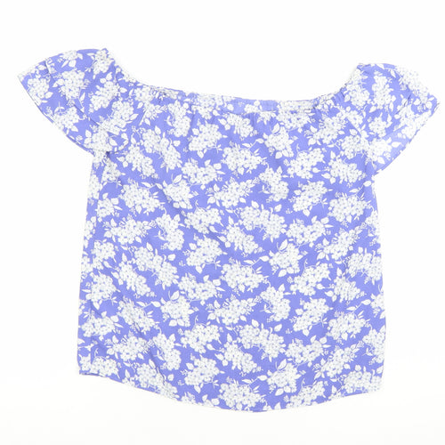 Oasis Women’s Blue Floral Off Shoulder Blouse Size 10