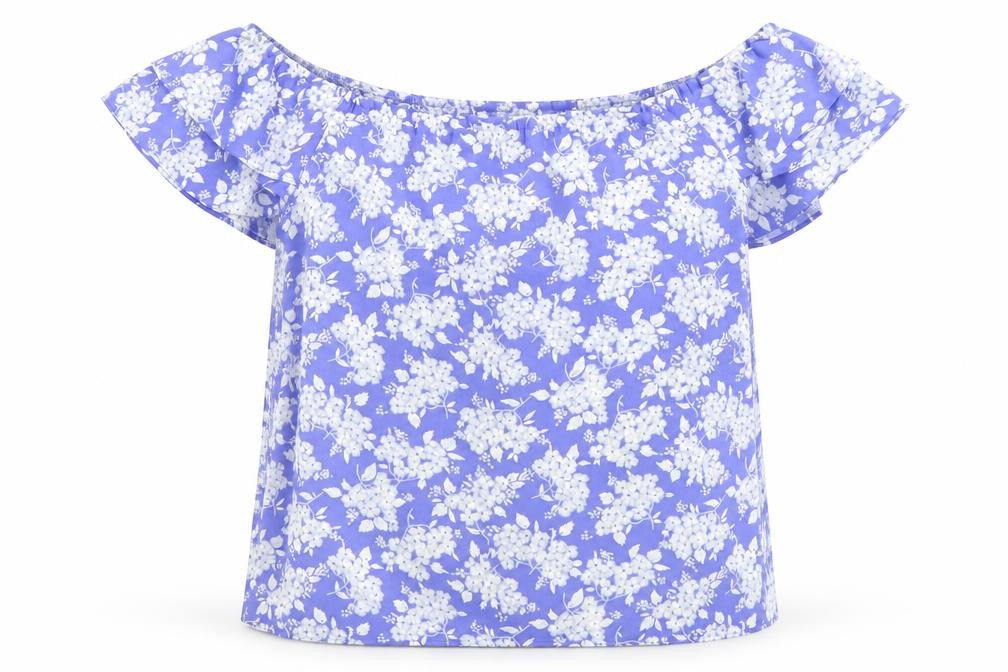 Oasis Women’s Blue Floral Off Shoulder Blouse Size 10