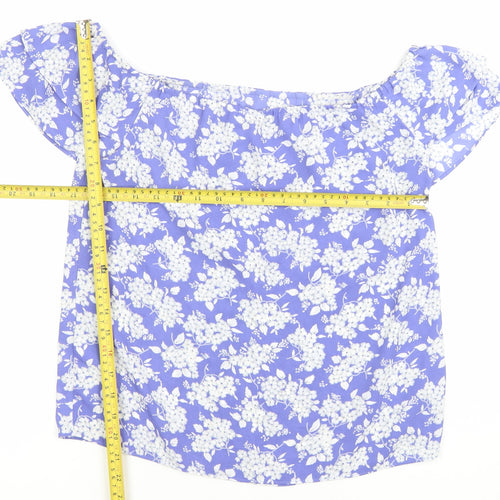 Oasis Women’s Blue Floral Off Shoulder Blouse Size 10