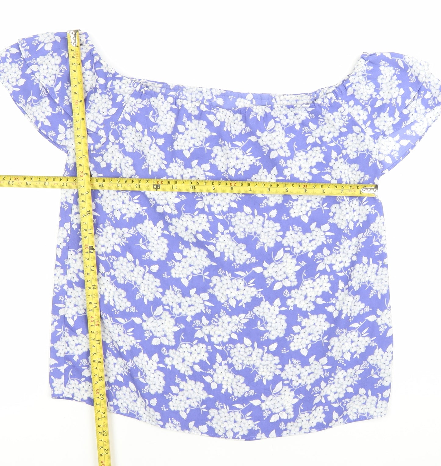 Oasis Women’s Blue Floral Off Shoulder Blouse Size 10