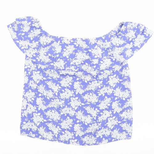 Oasis Women’s Blue Floral Off Shoulder Blouse Size 10