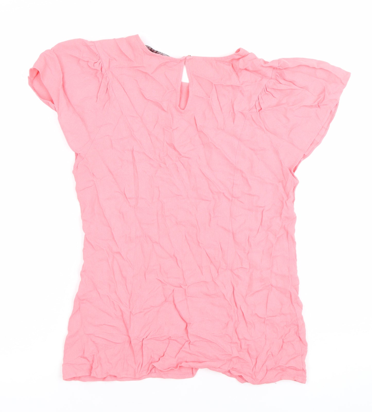 Zara Women Pink Flutter Sleeve Blouse Size L Round Neck Casual