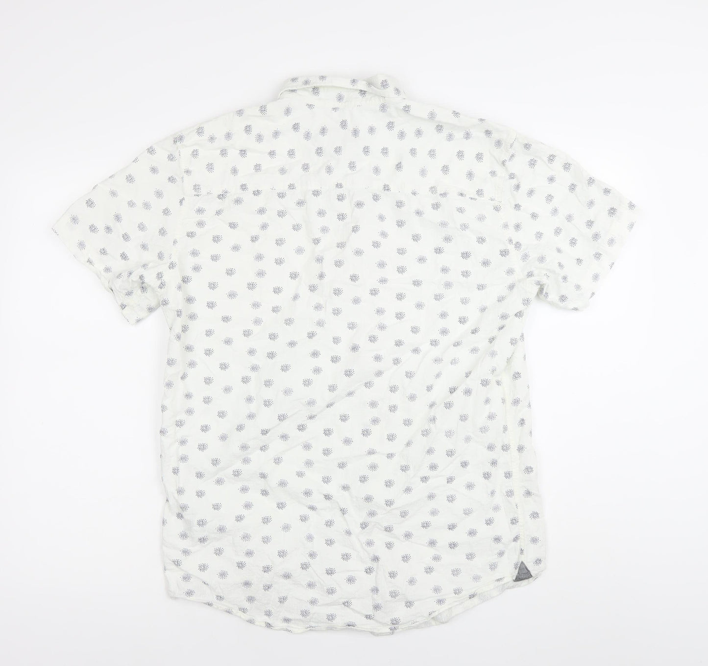 PULL&BEAR Mens White Floral Short Sleeve Button-Up Shirt M