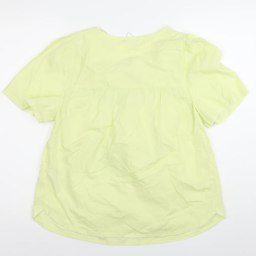 Marks and Spencer Womens Yellow Floral Embroidered Tunic Blouse Size 10