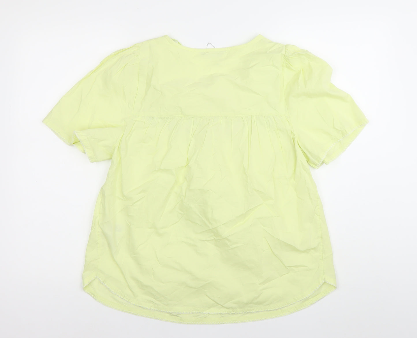 Marks and Spencer Womens Yellow Floral Embroidered Tunic Blouse Size 10