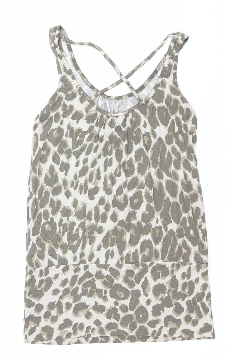 H&M Womens Leopard Animal Print Viscose Tank Top Size S