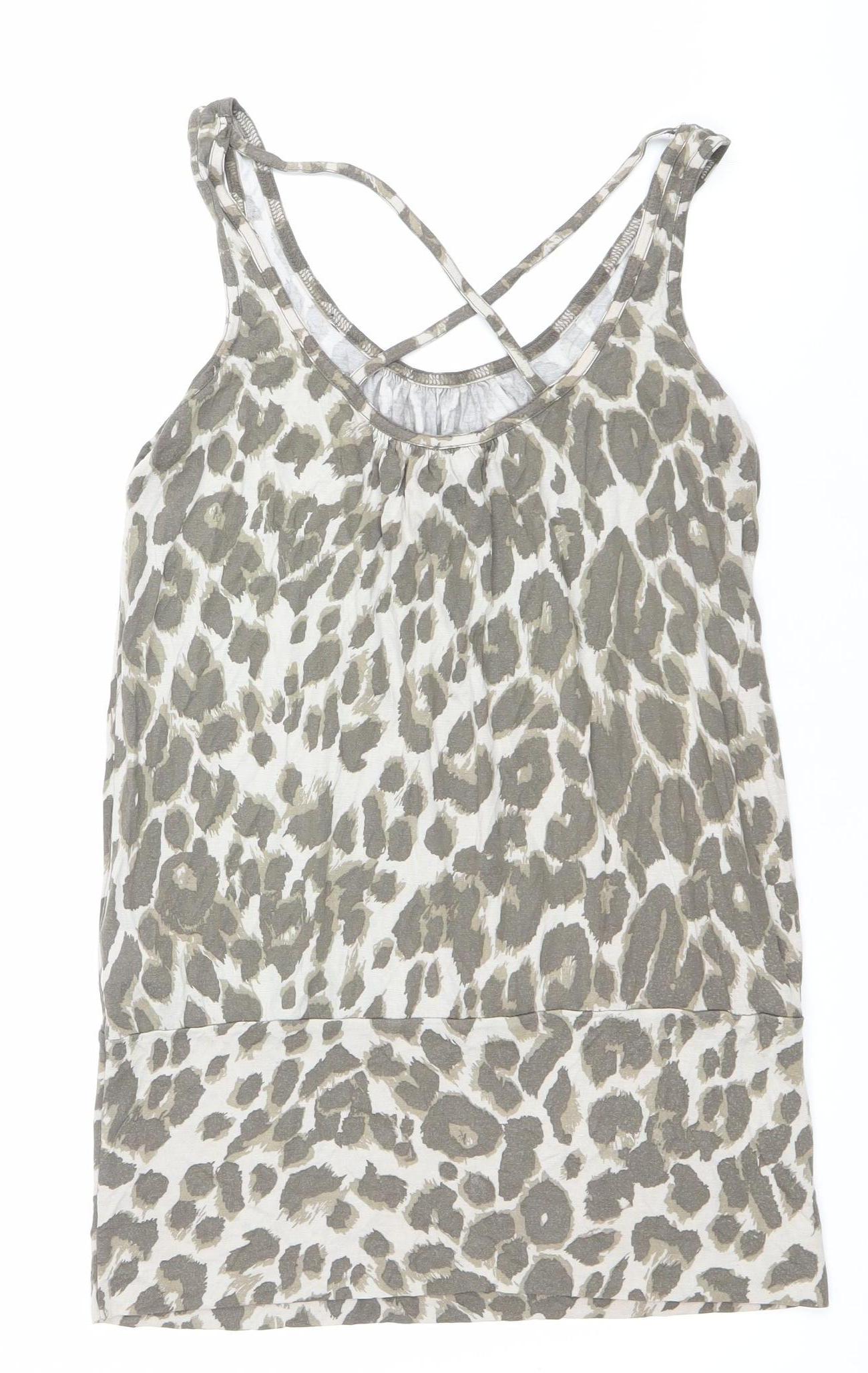 H&M Womens Leopard Animal Print Viscose Tank Top Size S