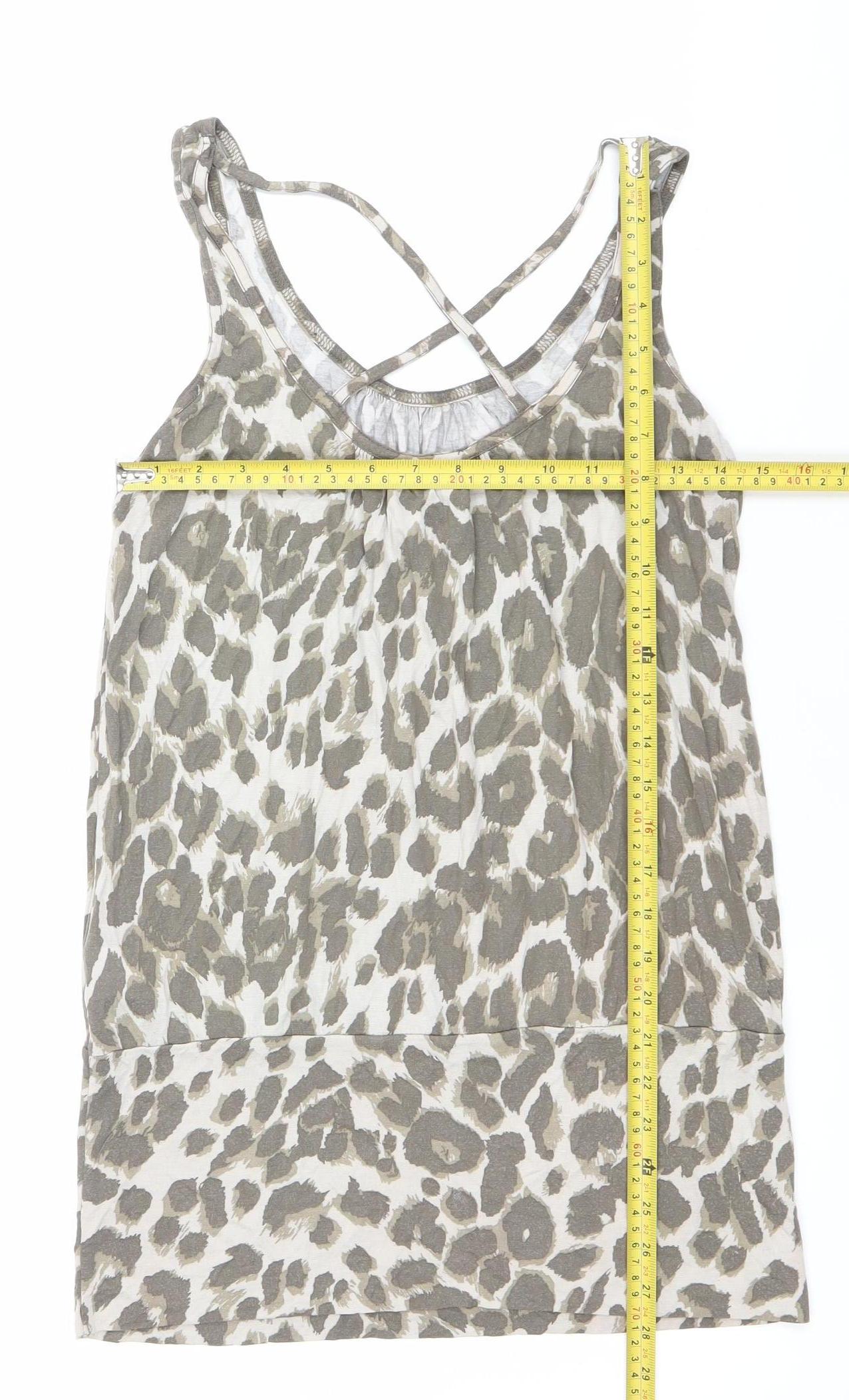H&M Womens Leopard Animal Print Viscose Tank Top Size S