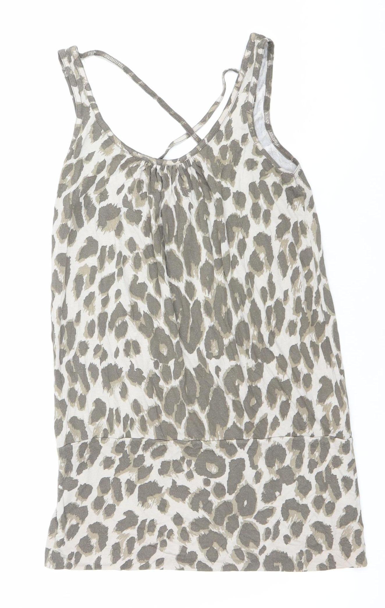 H&M Womens Leopard Animal Print Viscose Tank Top Size S