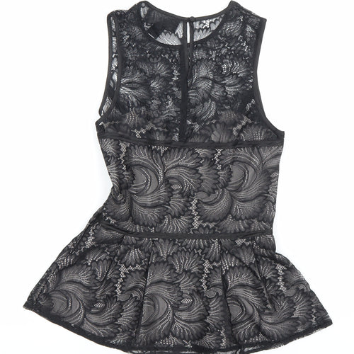 H&M Womens Black Lace Sleeveless Camisole Blouse Size 8 Party Top