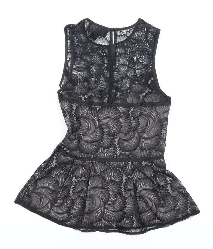 H&M Womens Black Lace Sleeveless Camisole Blouse Size 8 Party Top