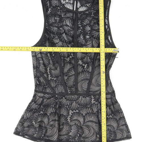 H&M Womens Black Lace Sleeveless Camisole Blouse Size 8 Party Top