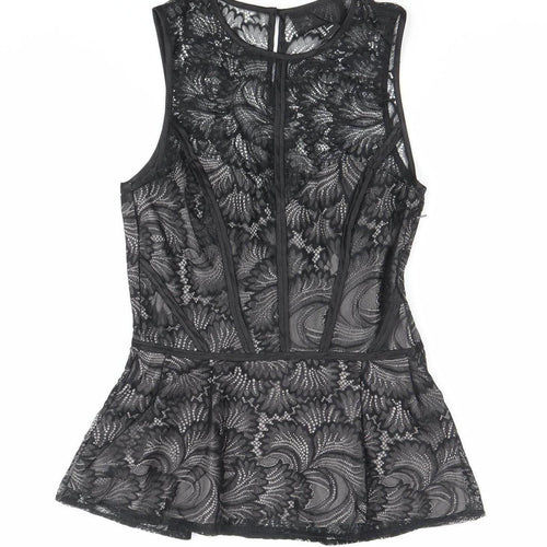 H&M Womens Black Lace Sleeveless Camisole Blouse Size 8 Party Top