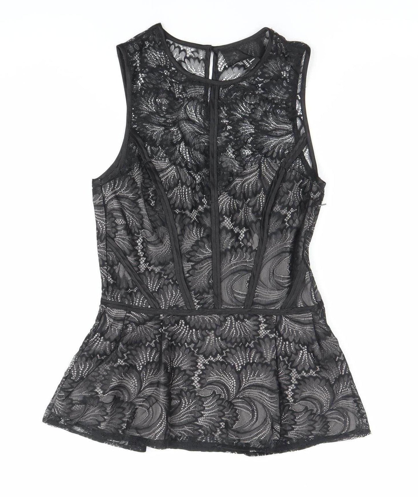 H&M Womens Black Lace Sleeveless Camisole Blouse Size 8 Party Top