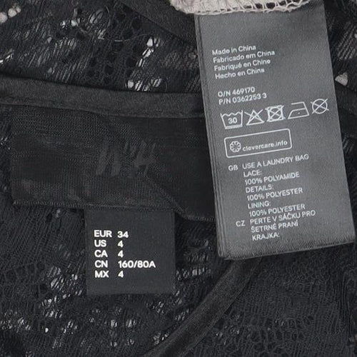 H&M Womens Black Lace Sleeveless Camisole Blouse Size 8 Party Top